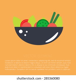 Vector flat food icon. Salad