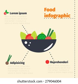 Vector flat food infographic. Healthy foods.