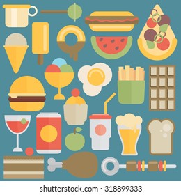 Vector flat food set