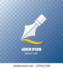 vector flat Fountain pen icon with transparent shadow isolated on transparent background. vector blogger, designer or writer flat modern design style logo template with nib