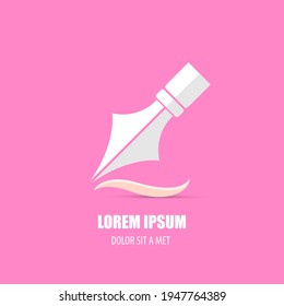 vector flat Fountain pen icon isolated on pink background. vector press, blogger, designer or writer flat design style logo template with nib