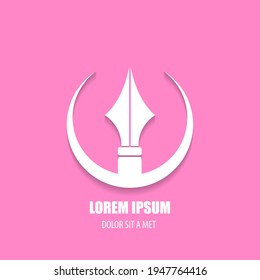 vector flat Fountain pen icon isolated on pink background. vector press, blogger, designer or writer flat design style logo template with nib