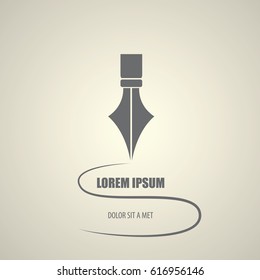 vector flat Fountain pen icon isolated. blogger or writer flat design style logo template with nib