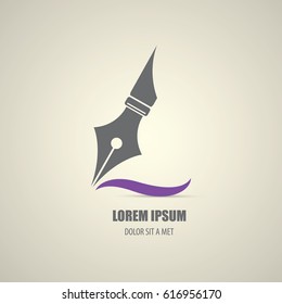 vector flat Fountain pen icon isolated. blogger or writer flat design style logo template with nib