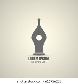 vector flat Fountain pen icon isolated. blogger or writer flat design style logo template with nib