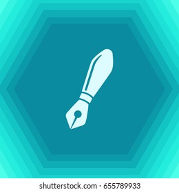 Vector flat fountain pen icon on hexagonal background