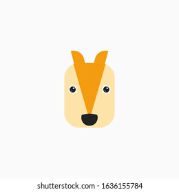 Vector Flat Fox's face isolated. Cartoon style illustration. Animal's head logo. Object for web, poster, banner, print design. Advertisement decoration element.
