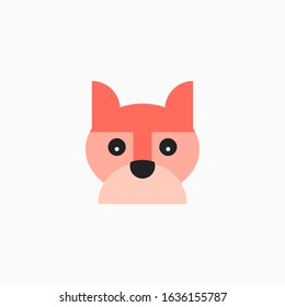Vector Flat Fox's face isolated. Cartoon style illustration. Animal's head logo. Object for web, poster, banner, print design. Advertisement decoration element.