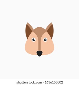 Vector Flat Fox's face isolated. Cartoon style illustration. Animal's head logo. Object for web, poster, banner, print design. Advertisement decoration element.
