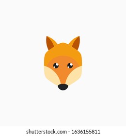 Vector Flat Fox's face isolated. Cartoon style illustration. Animal's head logo. Object for web, poster, banner, print design. Advertisement decoration element.