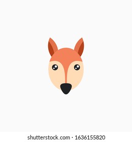 Vector Flat Fox's face isolated. Cartoon style illustration. Animal's head logo. Object for web, poster, banner, print design. Advertisement decoration element.