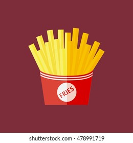 Vector flat french fries icon. Fast food illustration