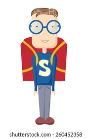 vector flat fun pupil superman white background  illustration