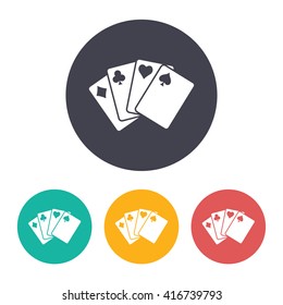 Vector flat game cards icon with set of 3 colors  