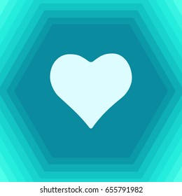 Vector flat game heart icon on hexagonal background 