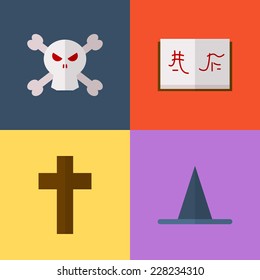 Vector flat game icons set. Magical artifacts