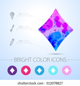 Vector flat game rhombus icon with infographic elements 