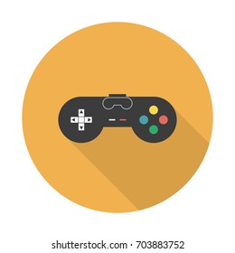 Vector flat gaming joystick icon. Flat vector icon gaming joystick with long shadow
