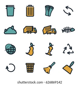 Vector flat garbage icons set on white background