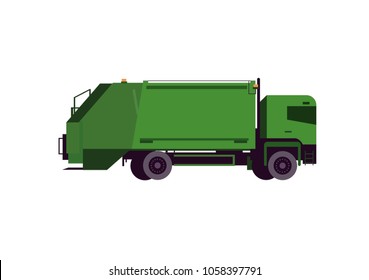 Vector flat garbage truck