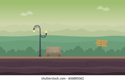 Vector flat of garden landscape background