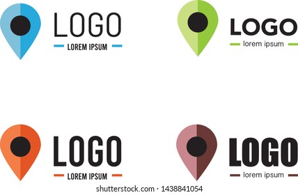 Vector flat Geo location sign logo isolated on white background. Vector map pointer, map pin icon. Taxi logo
