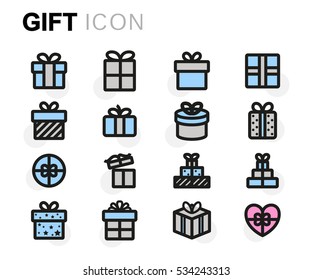 Vector flat gift icons set on white background