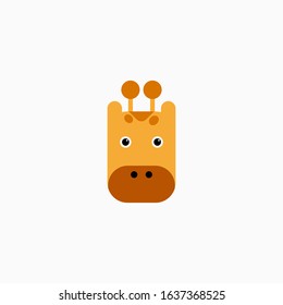 Vector Flat Giraffe's face isolated. Cartoon style illustration. Animal's head logo. Object for web, poster, banner, print design. Advertisement decoration element.