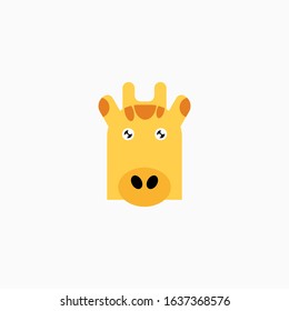Vector Flat Giraffe's face isolated. Cartoon style illustration. Animal's head logo. Object for web, poster, banner, print design. Advertisement decoration element.