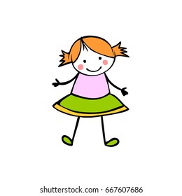Vector flat girl in the children's style