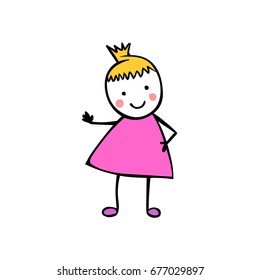 Vector flat girl in the children's style