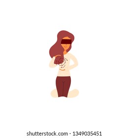 Vector flat girl holds in her hands a 3D cube. Innovations and design development of the future artificial intelligence and additional reality machine learning - Powered by Shutterstock - Get 15% off with code: PIKWIZARD15