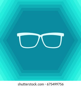 Vector flat Glasses Icon on hexagonal background. Color flat style. Fashion illustration 