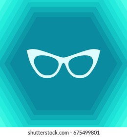 Vector flat Glasses Icon on hexagonal background. Color flat style. Fashion illustration 