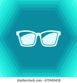 Vector flat Glasses Icon on hexagonal background. Color flat style. Fashion illustration 