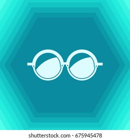 Vector flat Glasses Icon on hexagonal background. Color flat style. Fashion illustration 