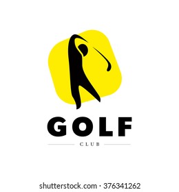 Vector flat golf logo design. Golf player icon, sport logo, golf club insignia, print desig, any advertising sample. 