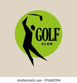 Vector flat golf logo design. Golf player icon, sport logo, golf club insignia, print design, any advertising sample. 