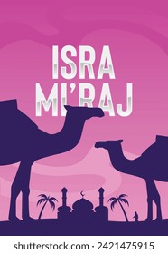 Vector Flat, Gradient Isra Miraj Illustration, 