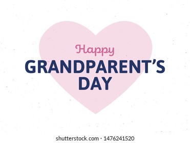 Vector flat grandparents day holiday banner template. Black text and pink heart sign isolated on white background. Design for poster, invitation, card, greeting, congratulation.