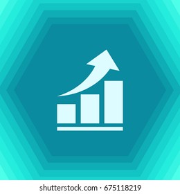 Vector flat Graph Icon on hexagonal background . Business collection 