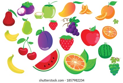 Vector flat graphic design cartoon illustration. Vector illustration of fruit. Fruits vector illustration set.