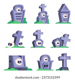 vector flat grave stone collection