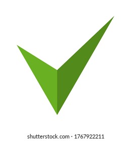 Vector flat green check mark icon, tick symbol isolated on white background