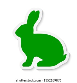 Vector flat green rabbit sticker icon isolated on white background