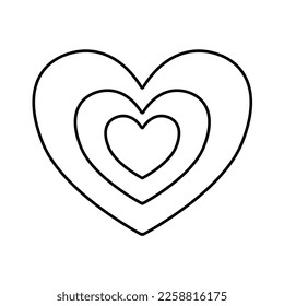 Vector flat groovy outline heart isolated on white background