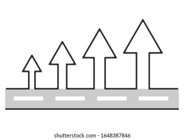 Vector flat growing arrows chart on white  background.illustration concept business arrow graph up design road of success.