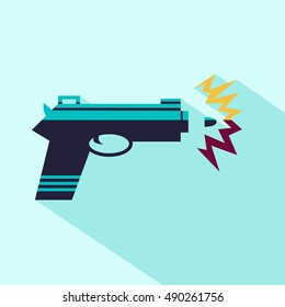 Vector flat gun icon. Isolated colored gun icon for logo, web site design, app, UI. 