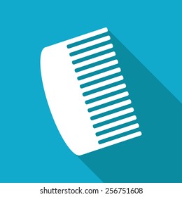 Vector flat hairbrush icon isolated on blue background. Eps10