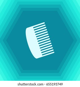 Vector flat hairbrush icon on hexagonal background 